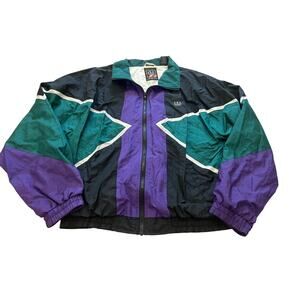 Vintage Olympic JCPenney Windbreaker Size L Purple Green Black